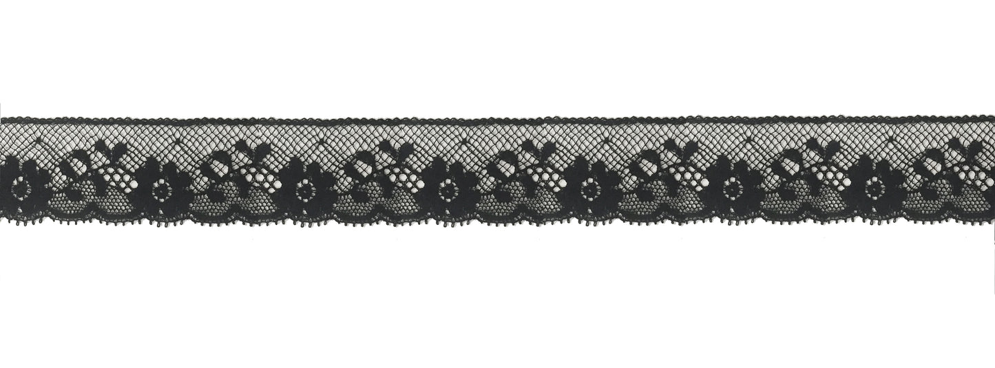 Pizzo Valencienne Cotone con Disegno Floreale alto 2.5cm