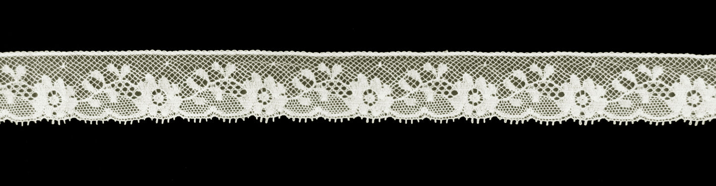 Pizzo Valencienne Cotone con Disegno Floreale alto 2.5cm