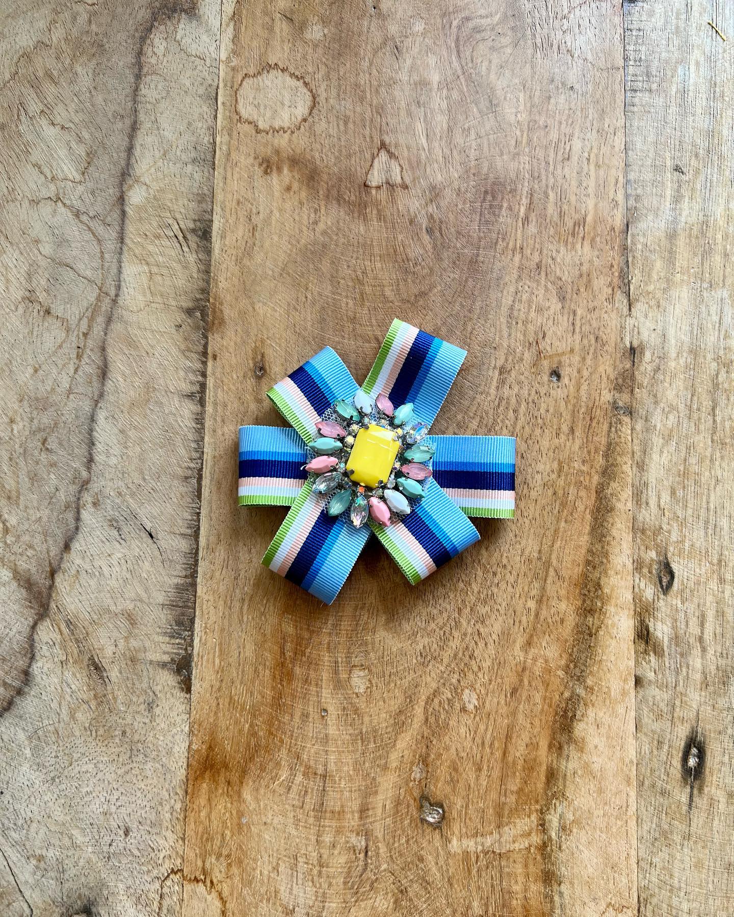 Spilla Gioiello con Gros Grain Colorato