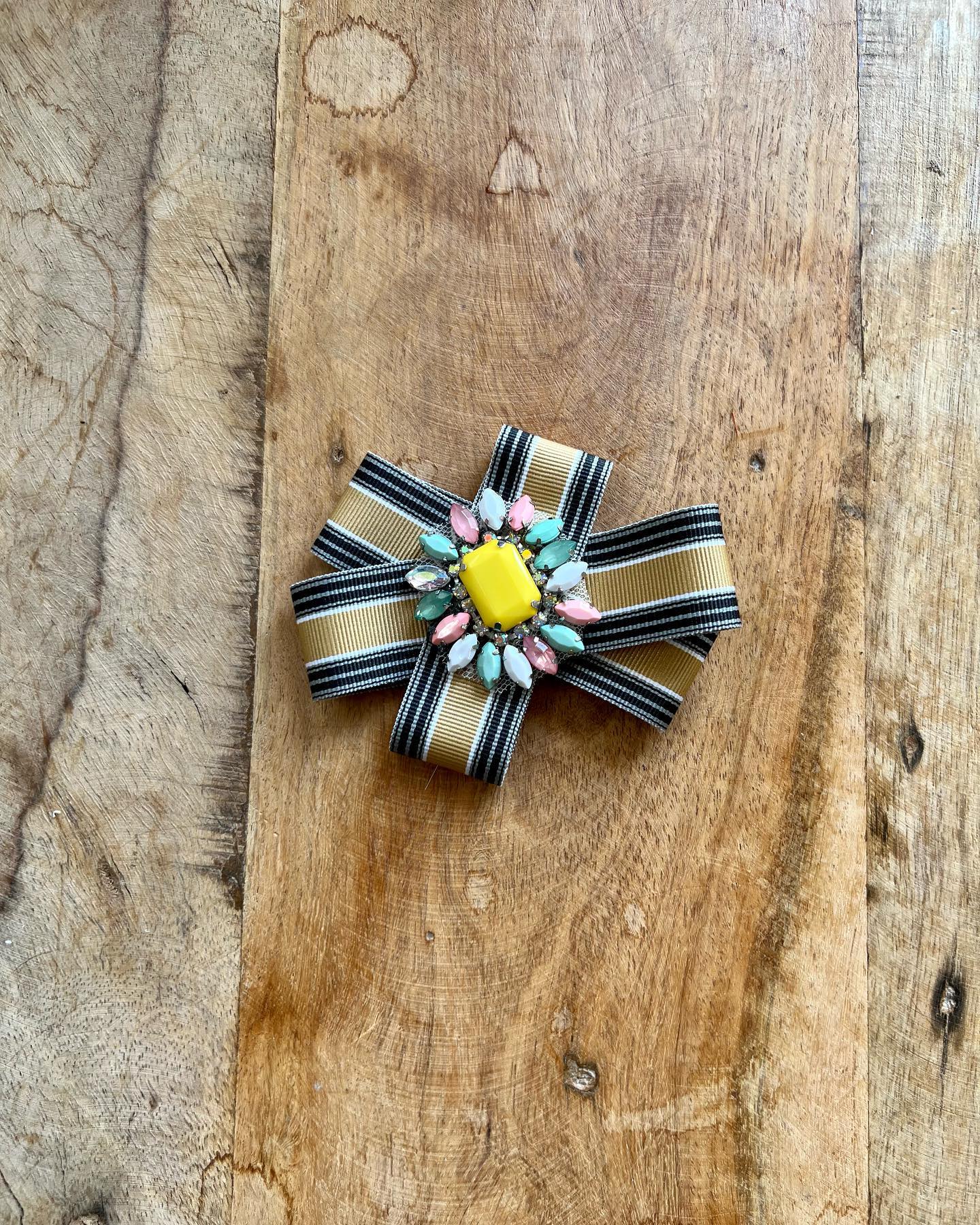 Spilla Gioiello con Gros Grain Colorato
