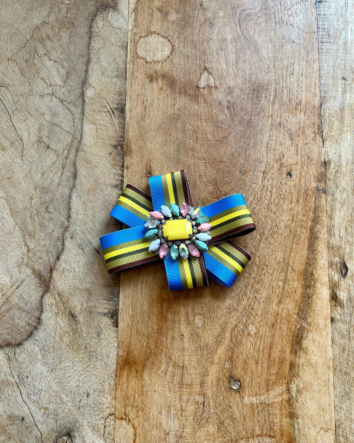 Spilla Gioiello con Gros Grain Colorato