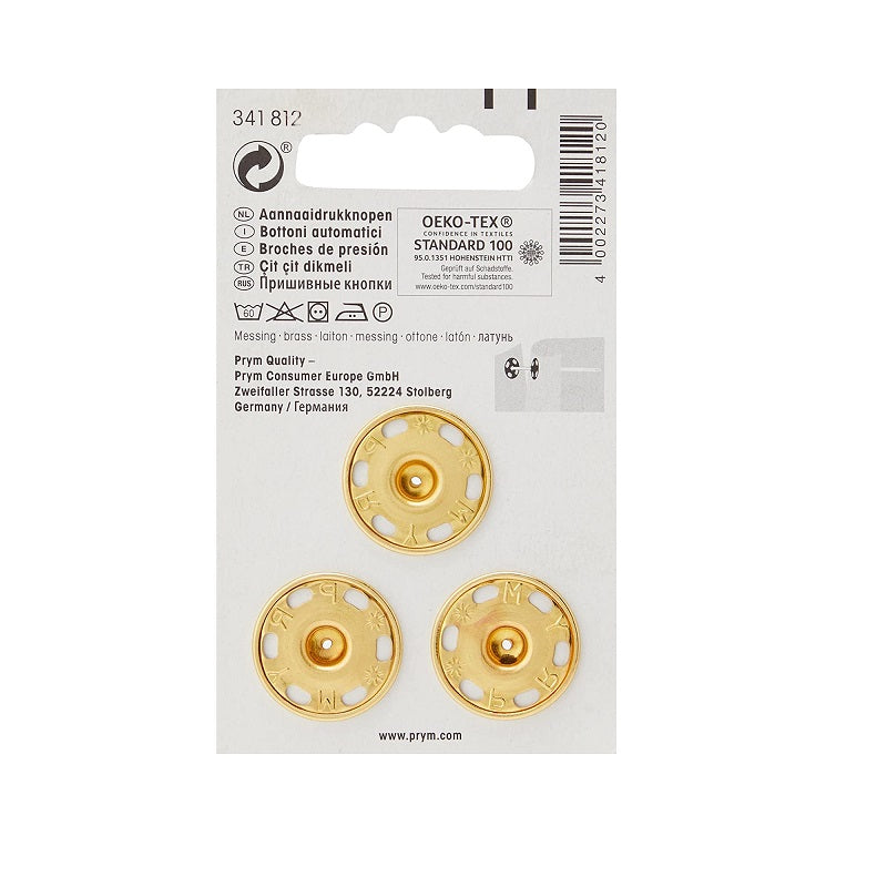 Bottoni Automatici Prym 21 mm Oro 341812