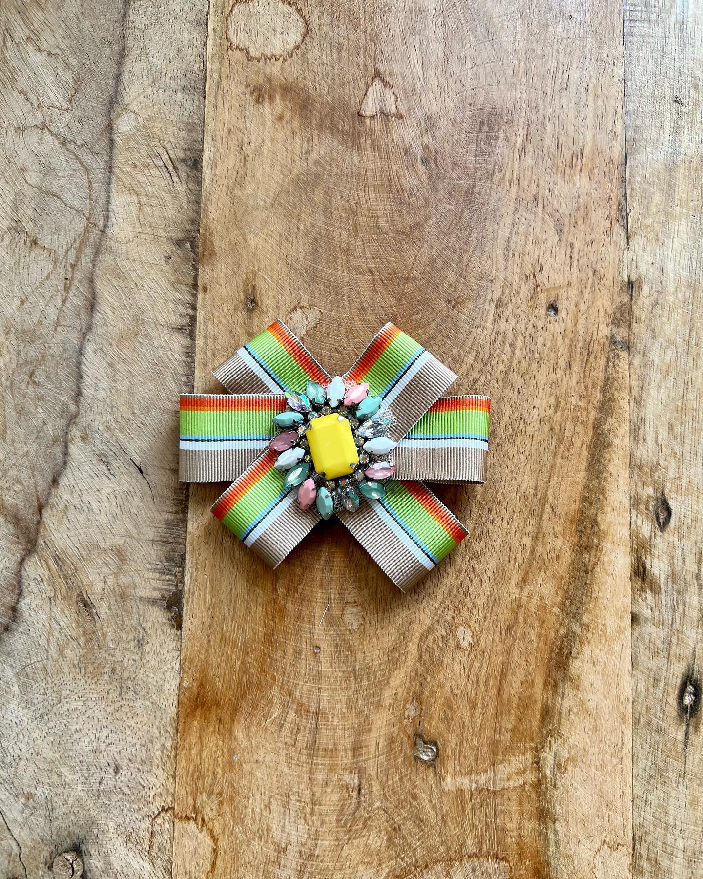 Spilla Gioiello con Gros Grain Colorato