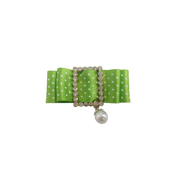 Spilla Gioiello con Perla e Nastro Pois