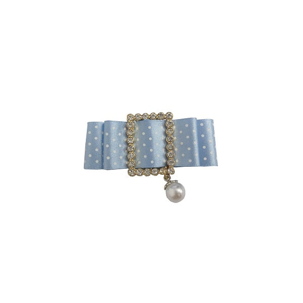 Spilla Gioiello con Perla e Nastro Pois