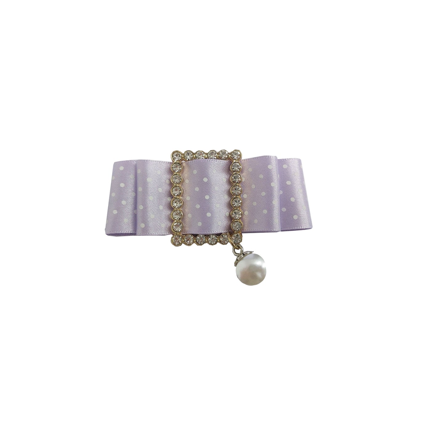 Spilla Gioiello con Perla e Nastro Pois