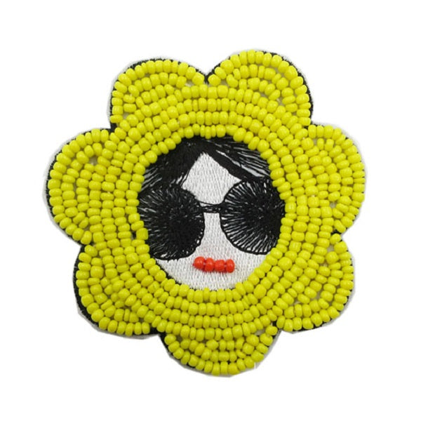 Applicazione Fiore Viso Bambina Ricamo Corallini Termo