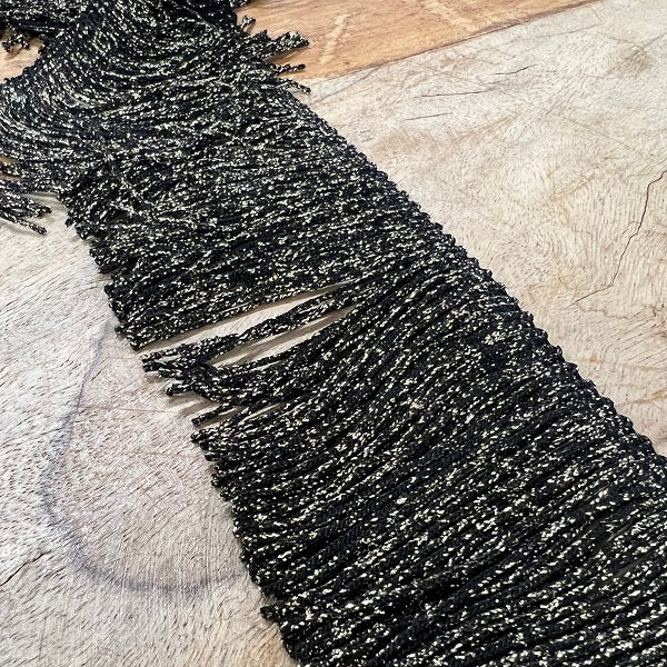 Frangia Passamaneria Lurex Nero Oro Alta 7,5 cm