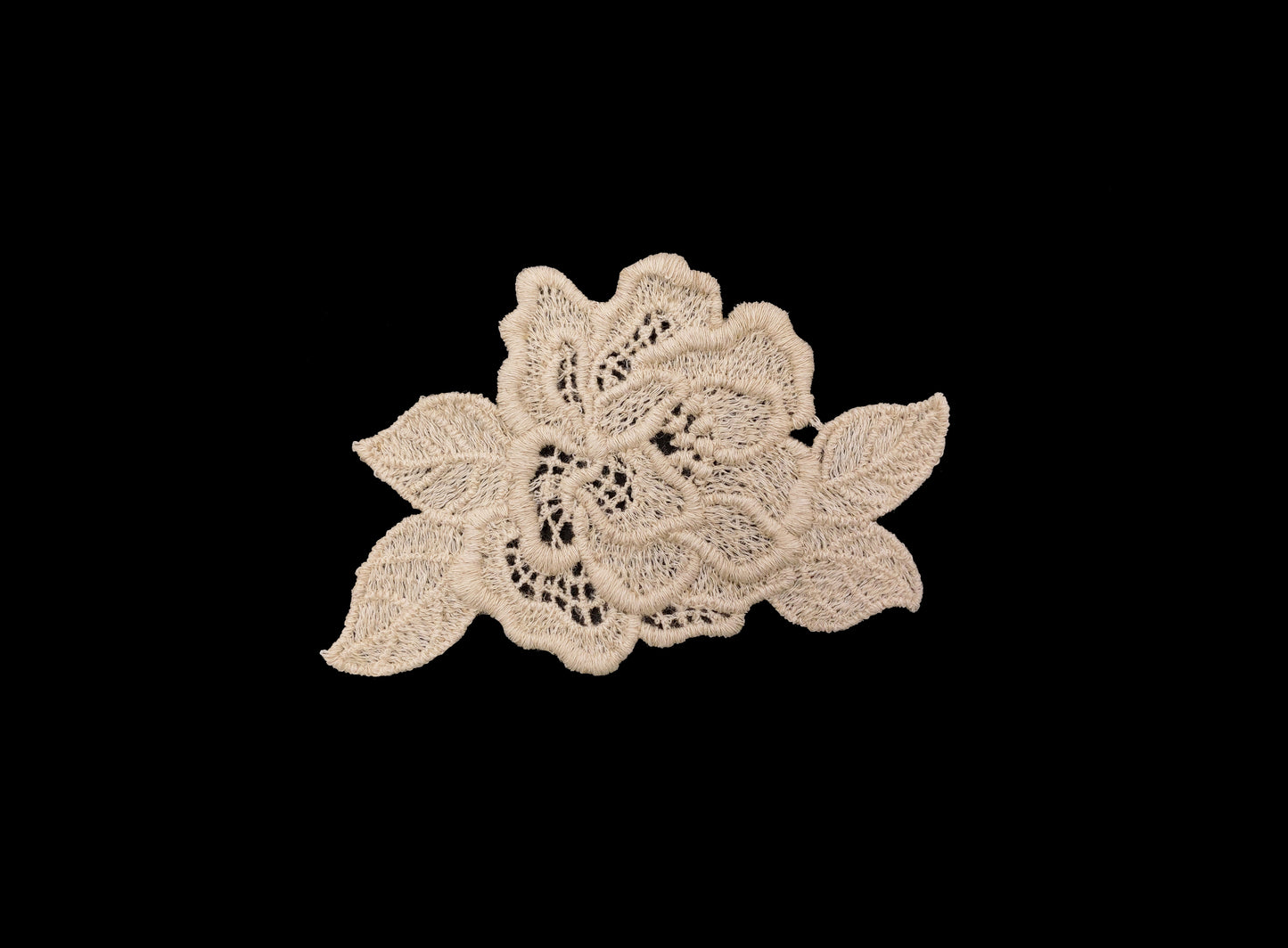 Applicazione Fiore Grande Macramè in Misto Lino