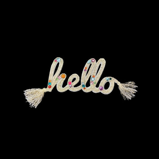 Applicazione "Hello" Fettuccia con Pietre Colorate