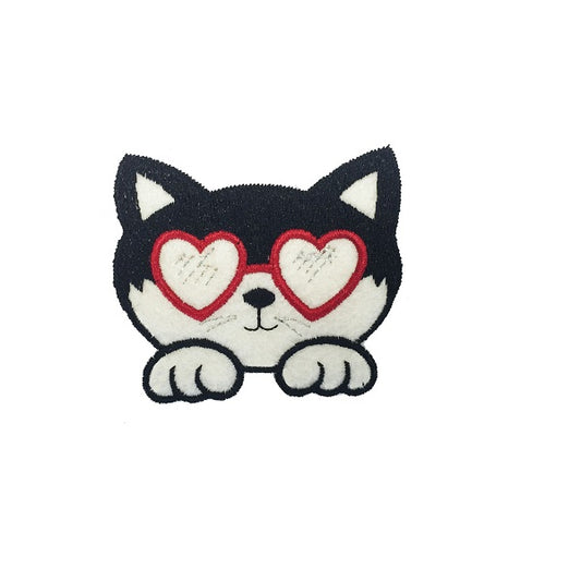 Applicazione Termoadesiva Gatto Occhi a Cuore
