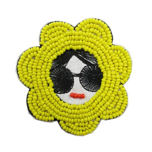 Applicazione Fiore Viso Bambina Ricamo Corallini Termo