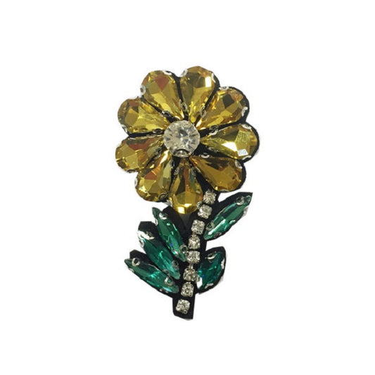 Applicazione Fiore con Strass Colorati Termoadesiva