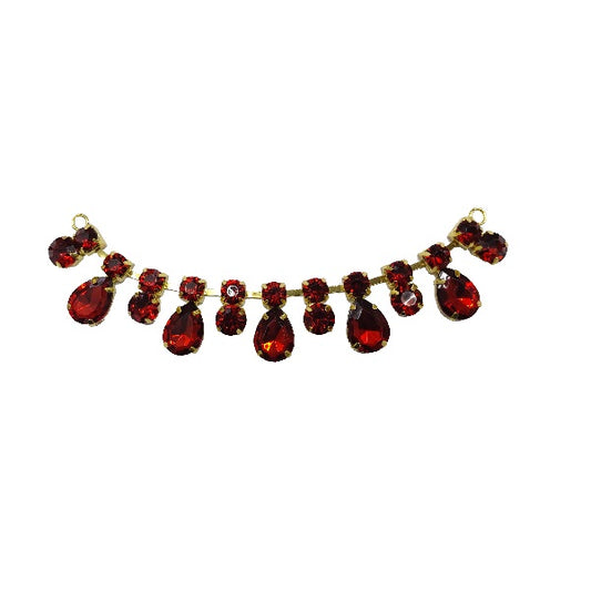 Applicazione Catena Colletto Strass Rosso e Oro