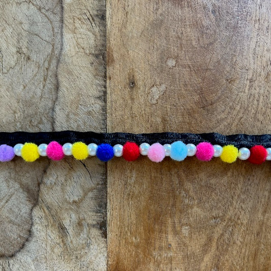 Passamaneria Profilo Pon Pon Colorato con Perle