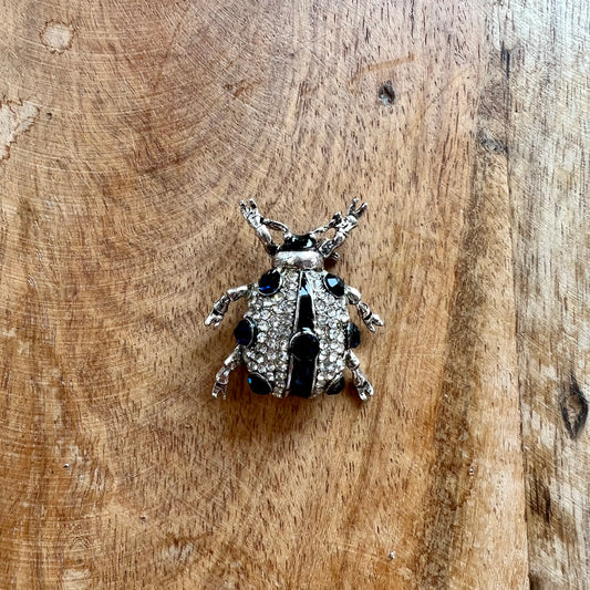 Spilla Gioiello Coccinella con Pietre Blu
