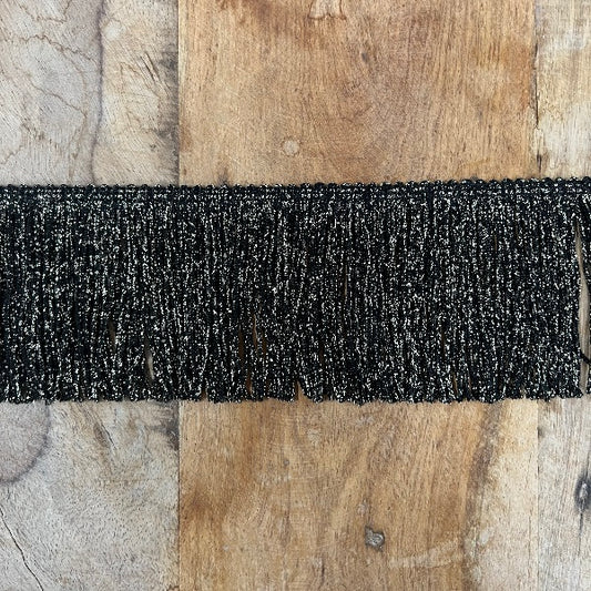 Frangia Passamaneria Lurex Nero Oro Alta 7,5 cm