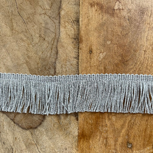Frangia Tripolino Lurex Argento 5 cm